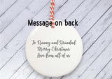 Ceramic Circle Decoration - first Xmas Mr & Mrs tree personalised