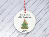 Ceramic Circle Decoration - first Xmas in our new home tree personalised