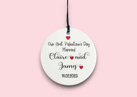 Our first valentines day married ceramic circle