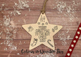 Wooden Colour In Doodle Star Ornament or magnet - Merry Xmas to the best Uncle