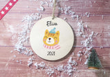 Wooden Circle Decoration - Child's name bear