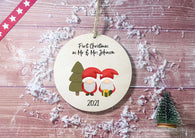 Wooden Circle Decoration - santa gonk - first xmas as mr & mrs