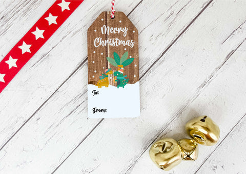 Reusable Gift Tag - Xmas Dinos