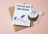 A6 postcard print - I love you more than unicorns