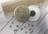 Personalised Badge Magnet Keyring Mirror - Rose Gold, Silver or Gold Glitter