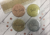 Personalised Badge Magnet Keyring Mirror - Rose Gold, Silver or Gold Glitter