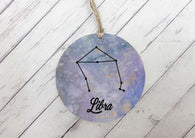 Wooden Circle Decoration - Star sign plaque - Libra