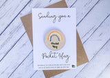Wooden token - Sending you a pocket hugs (rainbow token)